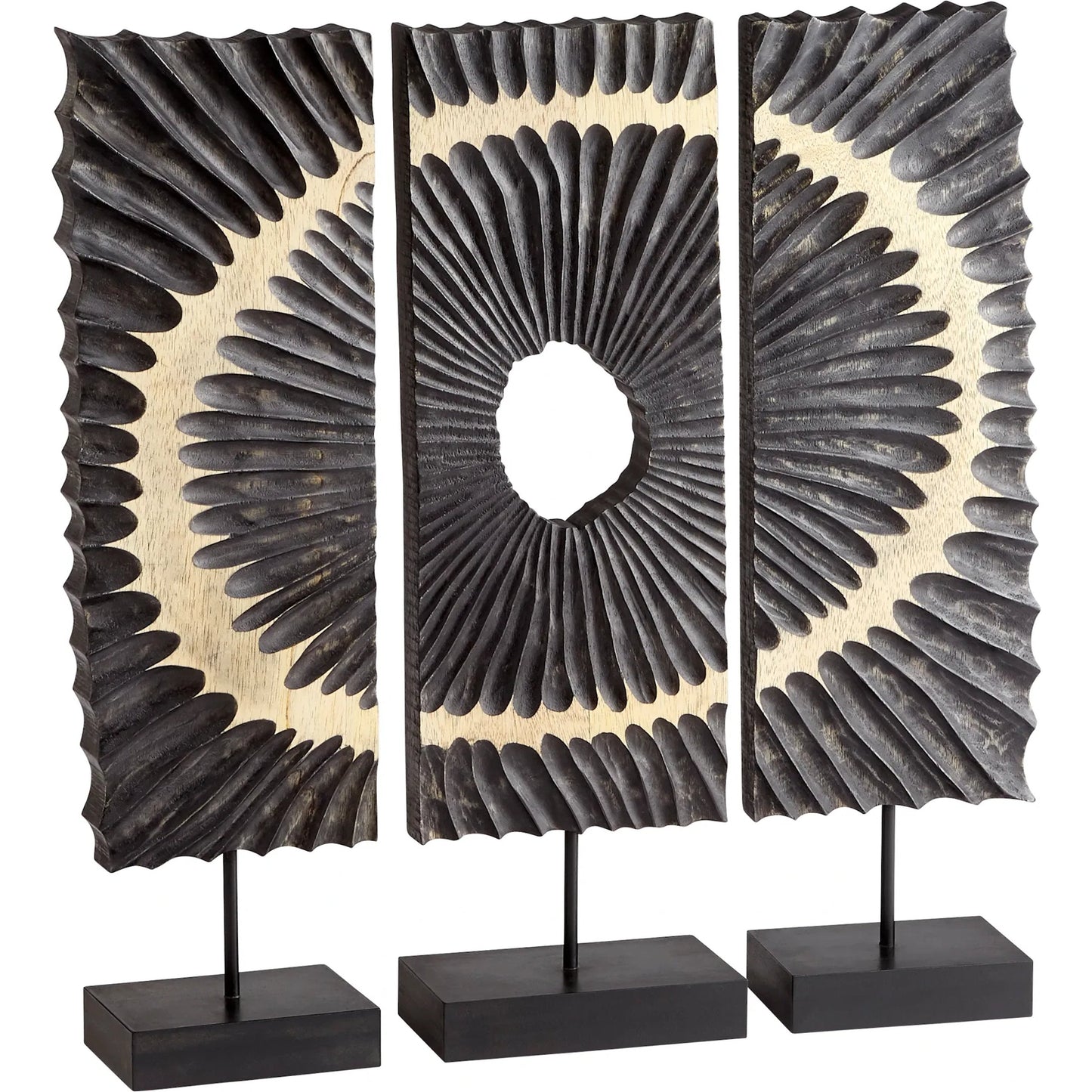 001 SR-778484 | Primary Silo | Ruffle Sculpture by Cyan Design in black. Made from iron, wood in a eclectic & global style.
