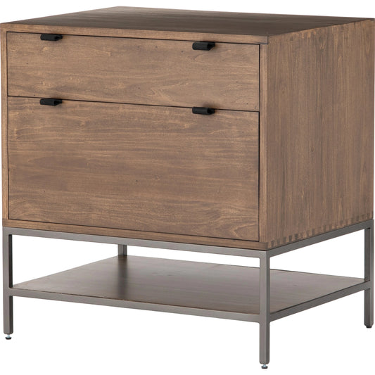 Trey Modular Filing Cabinet by Four Hands. Made from solid poplar, top grain leather, iron in a modern style.