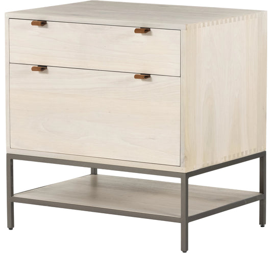 Trey Modular Filing Cabinet by Four Hands. Made from solid poplar, top grain leather, iron in a modern style.