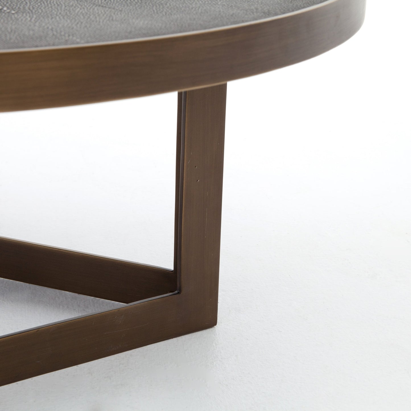 002 SI-1798818 | Additional Silo | Shagreen Coffee Table by Four Hands in antique brass, grey shagreen and grey. Made from faux shagreen, iron in a modern style.