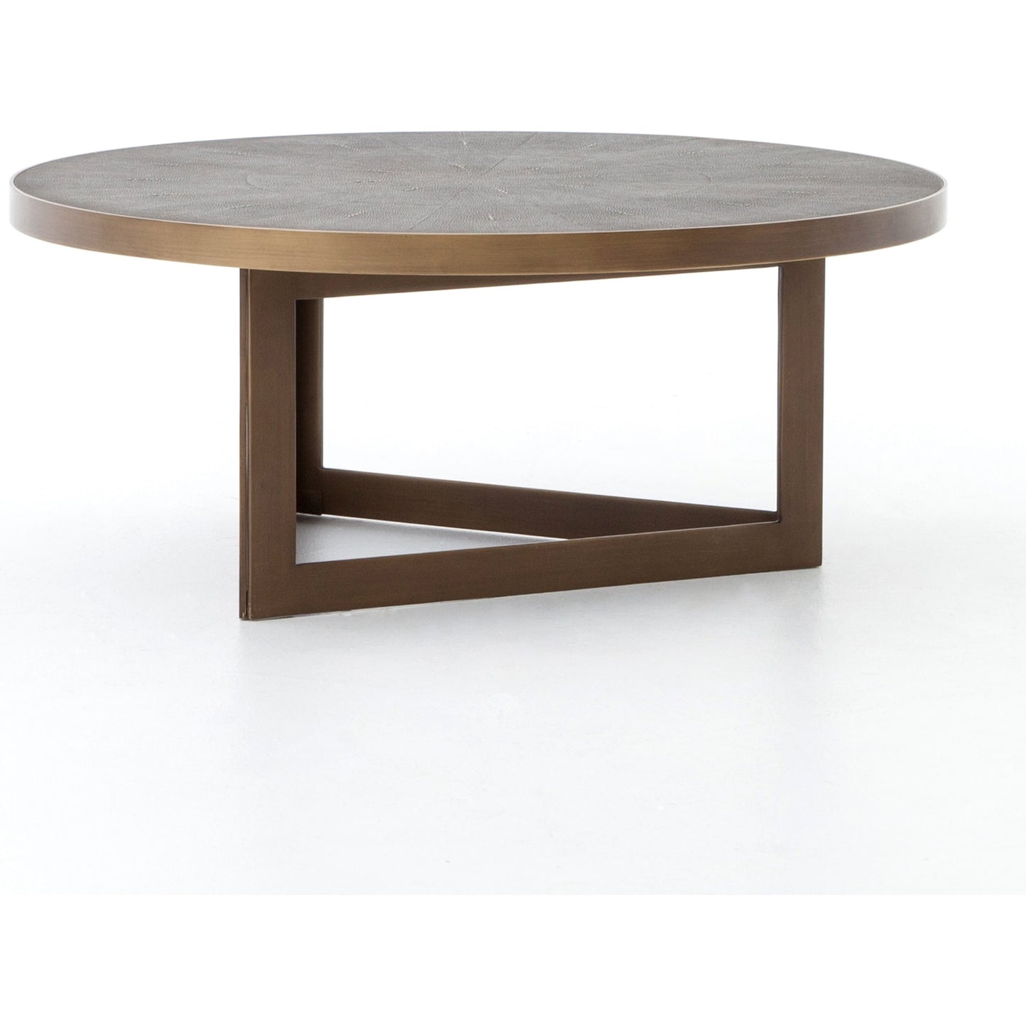 003 SI-1798818 | Additional Silo | Shagreen Coffee Table by Four Hands in antique brass, grey shagreen and grey. Made from faux shagreen, iron in a modern style.
