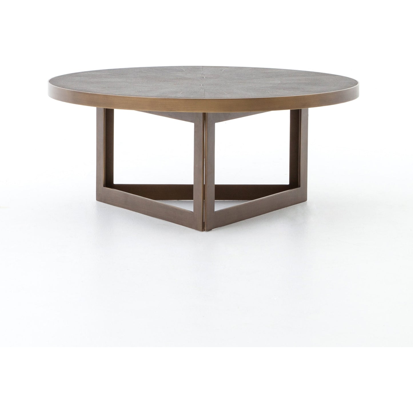 004 SI-1798818 | Additional Silo | Shagreen Coffee Table by Four Hands in antique brass, grey shagreen and grey. Made from faux shagreen, iron in a modern style.