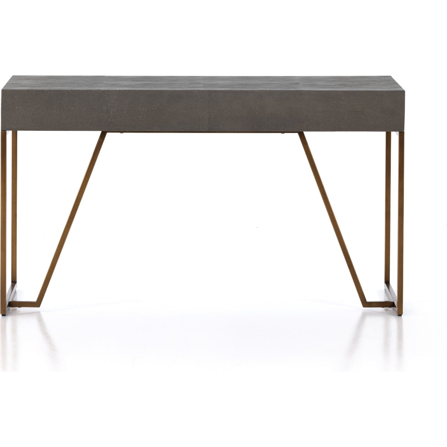 006 SI-1798427 | Additional Silo | Shagreen Desk by Four Hands in grey shagreen, antique brass and antique brass. Made from faux shagreen, iron in a modern style.