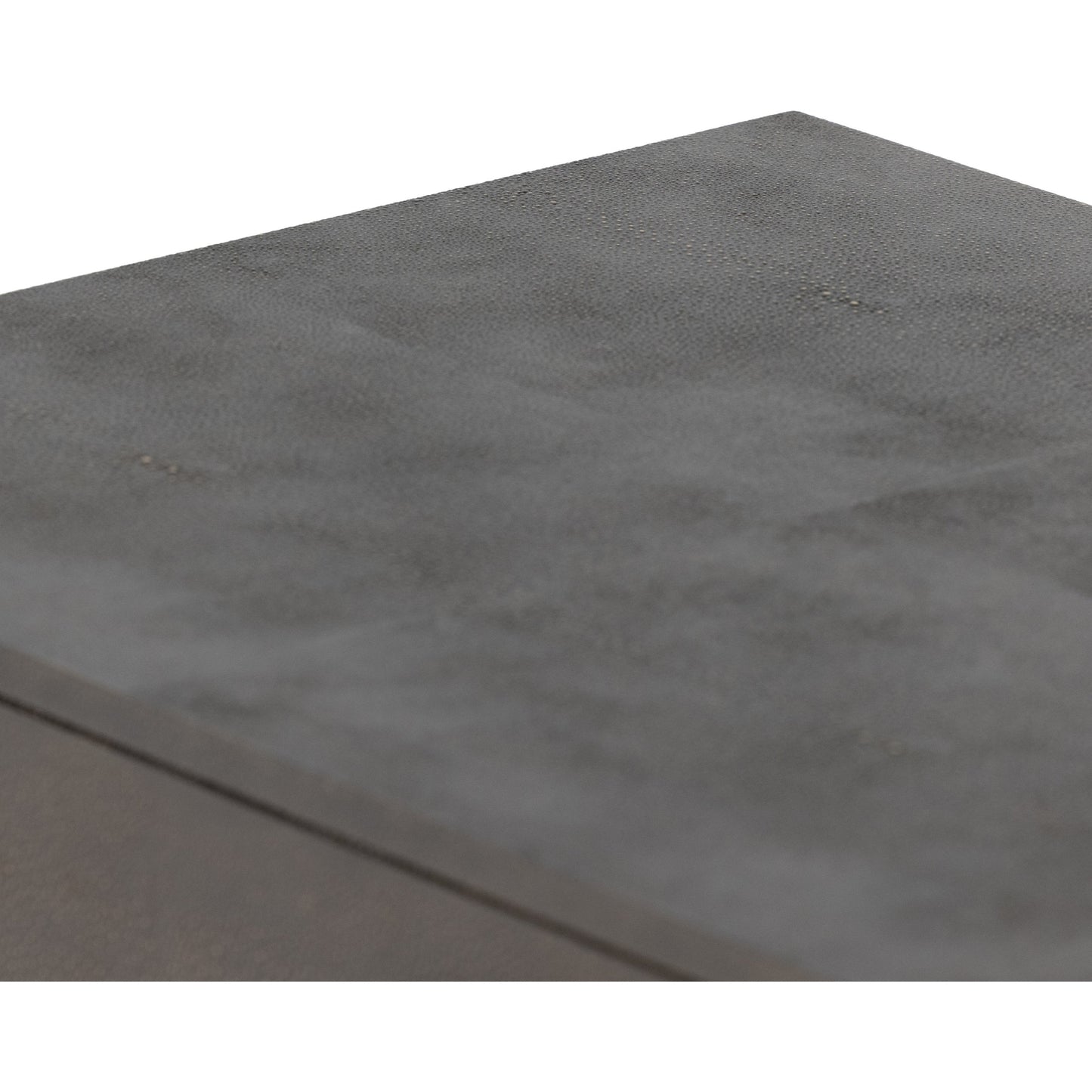 011 SI-1798427 | Additional Silo | Shagreen Desk by Four Hands in grey shagreen, antique brass and antique brass. Made from faux shagreen, iron in a modern style.