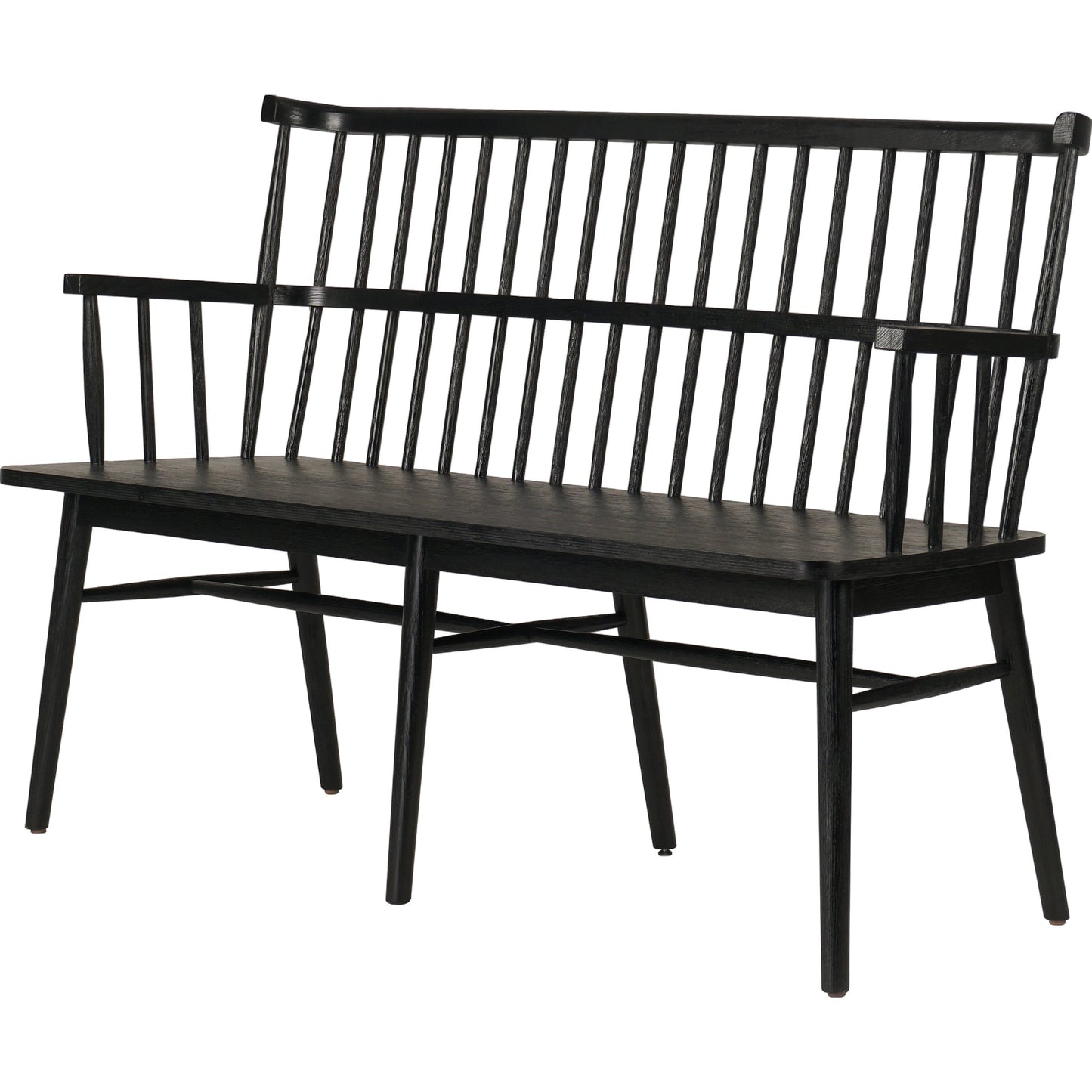 002 SI-1977053 | Primary Silo | Aspen Bench by Four Hands in matte black. Made from solid beech, beech veneer in a cottage & farmhouse style.