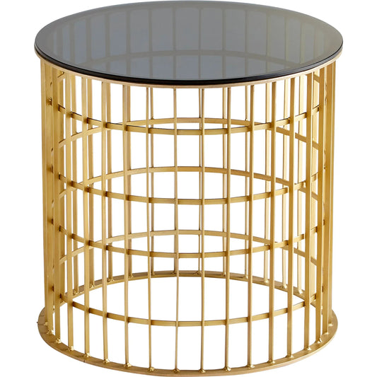 Kingdom Side Table by Cyan Design in antique brass. Made from iron, glass in a modern style.