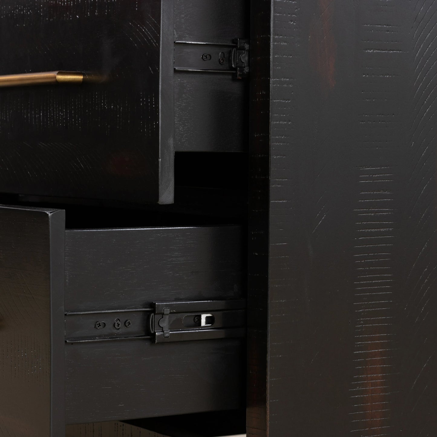 010 SI-1901256 | Additional Silo | Suki Nightstand by Four Hands in burnished black, brass (alexa hardware) and burnished black. Made from resawn mixed wood in a modern style.