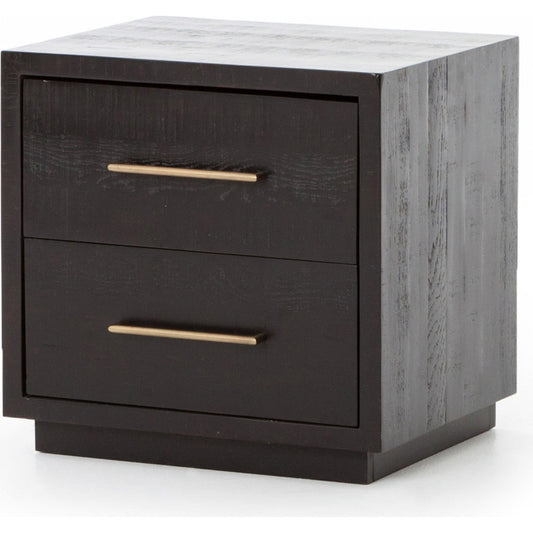 001 SI-1901256 | Additional Silo | Suki Nightstand by Four Hands in burnished black, brass (alexa hardware) and burnished black. Made from resawn mixed wood in a modern style.