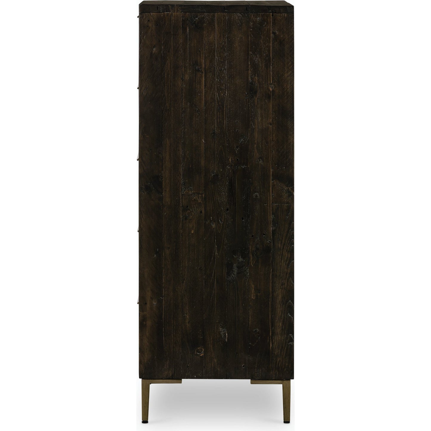 002 SI-2158598 | Additional Silo | Wyeth 5 Drawer Dresser by Four Hands in dark carbon, antique brass and dark carbon. Made from solid reclaimed pine, iron in a rustic style.