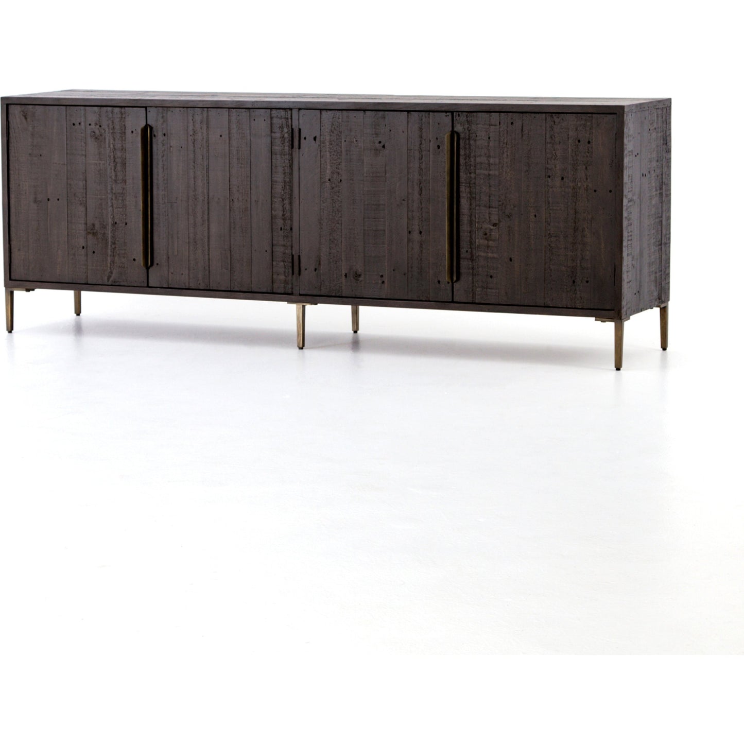 002 SR-369307 | Additional Silo | Wyeth Sideboard by Four Hands in dark carbon. Made from solid reclaimed pine, iron in a modern style.