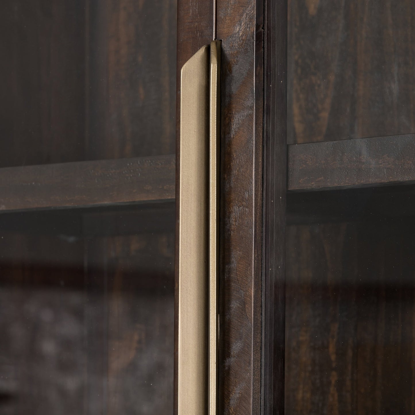 005 SI-1717260 | Additional Silo | Wyeth Cabinet by Four Hands in dark carbon, tempered glass, antique brass and dark carbon. Made from solid reclaimed pine, iron in a modern style.