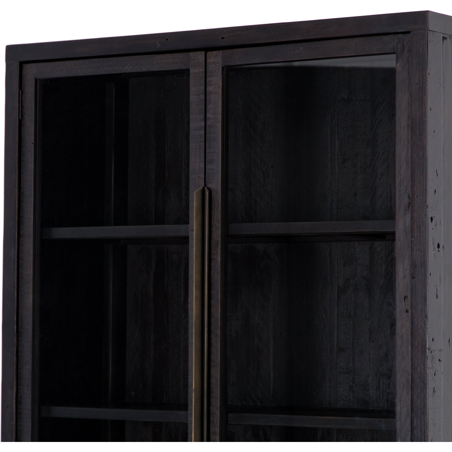 010 SI-1717260 | Additional Silo | Wyeth Cabinet by Four Hands in dark carbon, tempered glass, antique brass and dark carbon. Made from solid reclaimed pine, iron in a modern style.