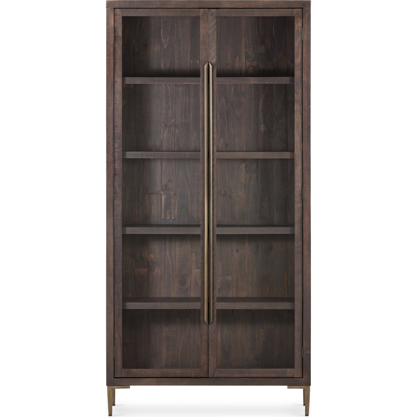 002 SI-1717260 | Additional Silo | Wyeth Cabinet by Four Hands in dark carbon, tempered glass, antique brass and dark carbon. Made from solid reclaimed pine, iron in a modern style.