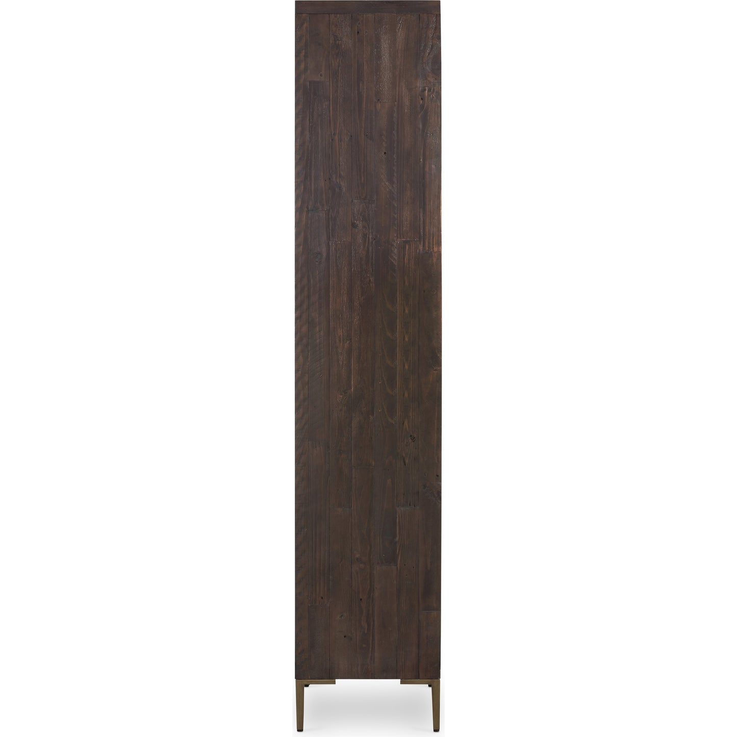 004 SI-1717260 | Additional Silo | Wyeth Cabinet by Four Hands in dark carbon, tempered glass, antique brass and dark carbon. Made from solid reclaimed pine, iron in a modern style.