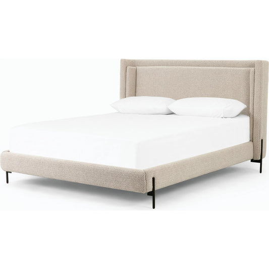 Dobson Bed by Four Hands in perin oatmeal. Made from 92% polyester, 8% acrylic, iron in a modern style.