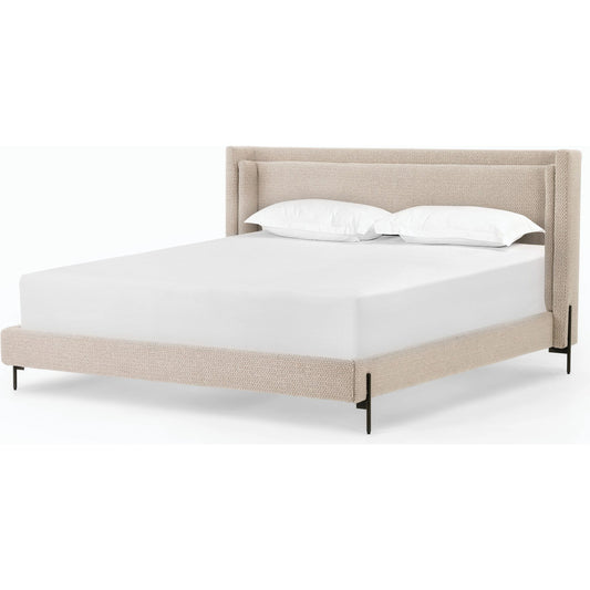 Dobson Bed by Four Hands in perin oatmeal. Made from 92% polyester, 8% acrylic, iron in a modern style.