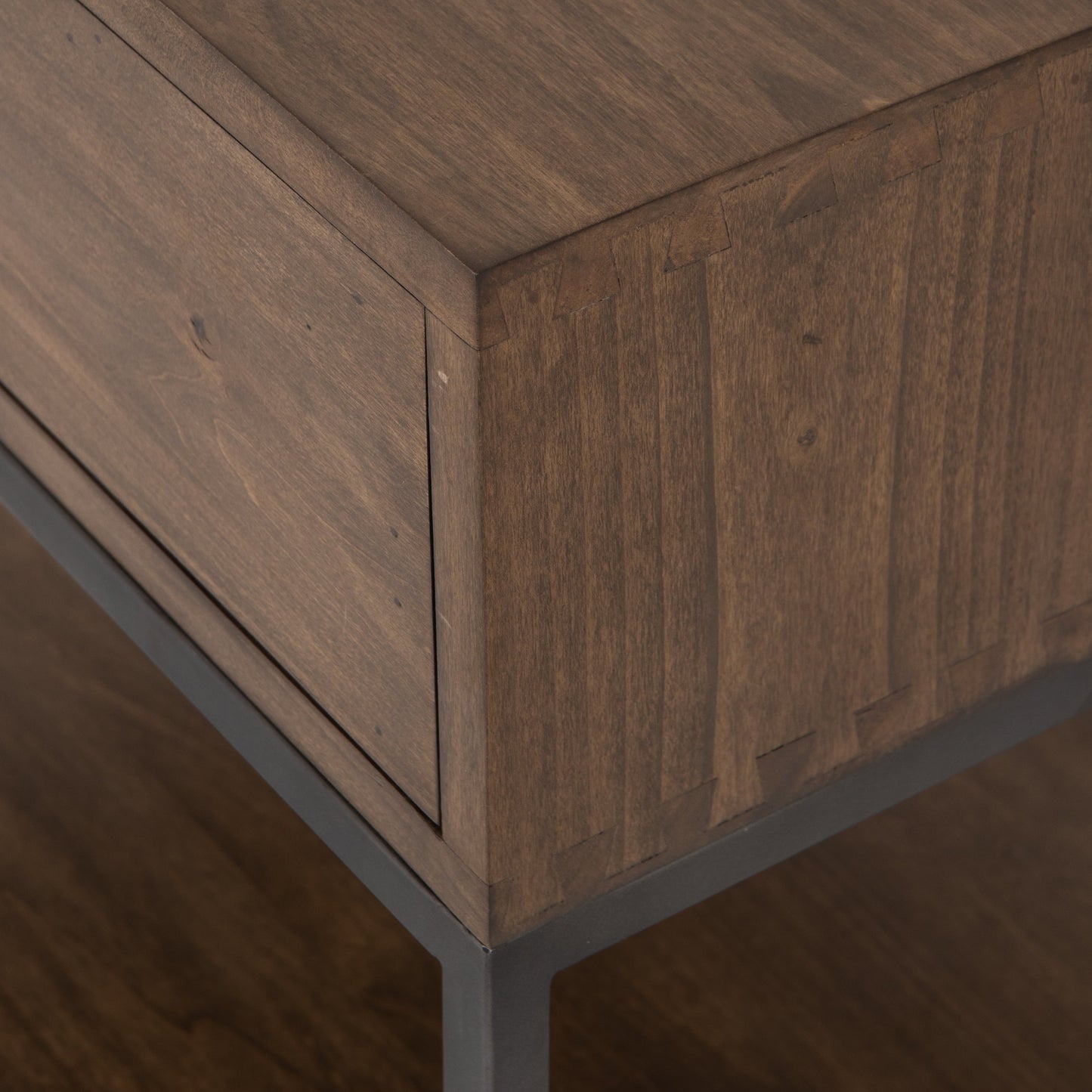 012 SI-1717050 | Additional Silo | Trey Nightstand by Four Hands. Made from solid poplar, top grain leather, iron in a modern style.
