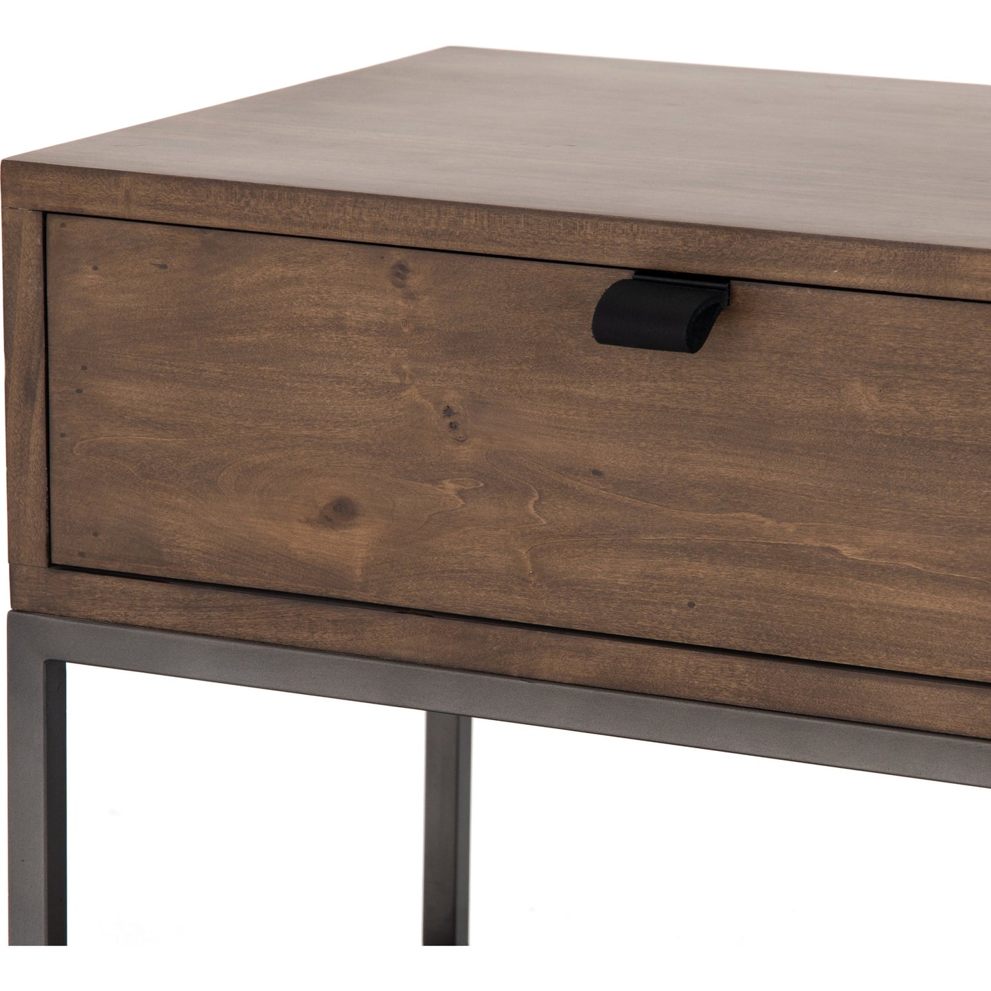 016 SI-1717050 | Additional Silo | Trey Nightstand by Four Hands. Made from solid poplar, top grain leather, iron in a modern style.