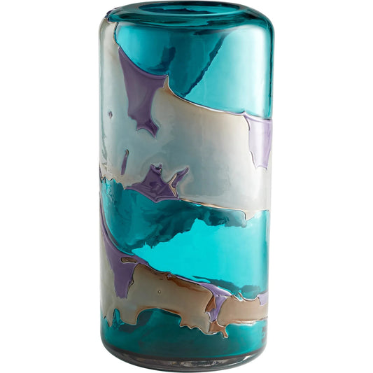 Ahoy Vase by Cyan Design in blue. Made from glass in a coastal style.