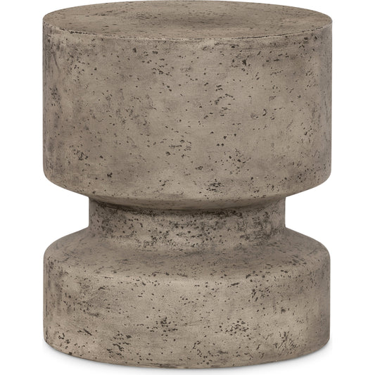 Nahla Outdoor End Table by Four Hands in graphite. Made from concrete in a modern style.