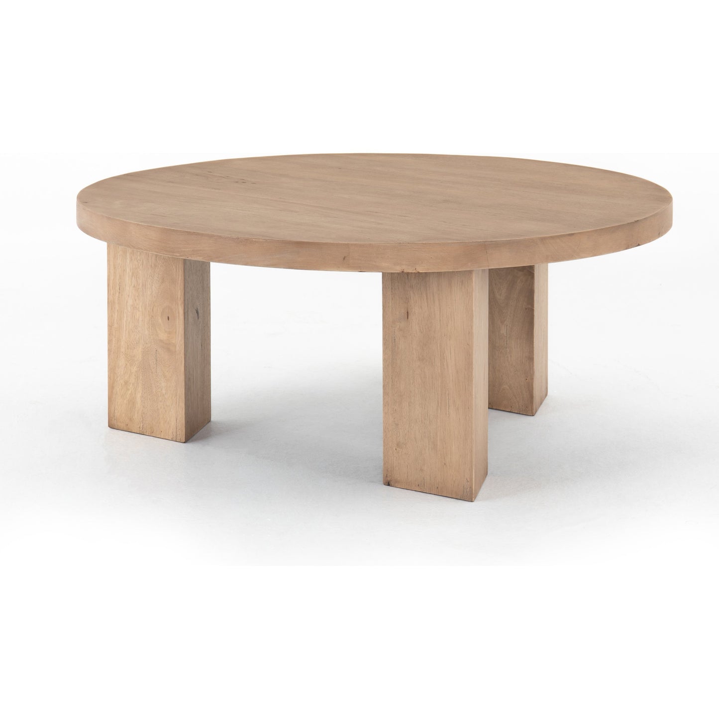 005 SI-1716107 | Additional Silo | Mesa Round Coffee Table by Four Hands in light brushed parawood. Made from solid parawood in a eclectic & global style.