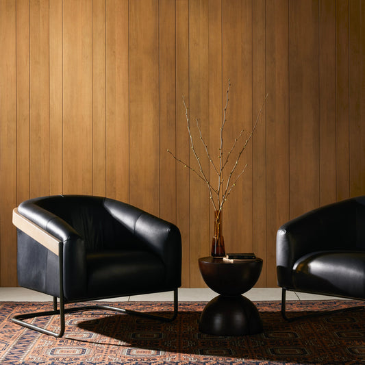 Etta Chair by Four Hands. Made from top grain leather, iron, solid parawood in a modern style.