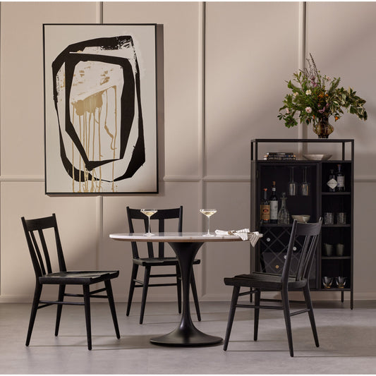 Gregory Dining Chair by Four Hands in black oak. Made from solid oak, oak veneer in a modern style.