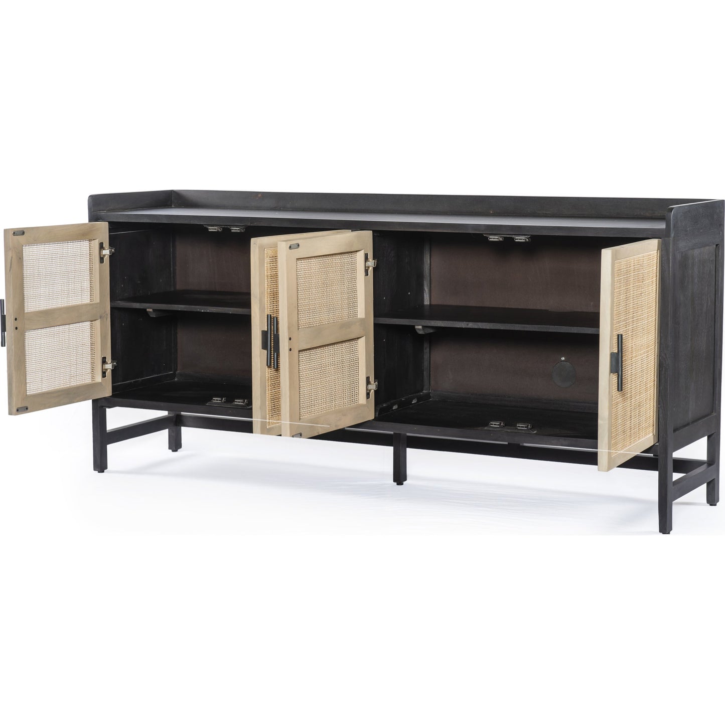 011 SI-1714679 | Additional Silo | Caprice Sideboard by Four Hands in black wash mango, natural cane. Made from solid mango, cane in a coastal style.