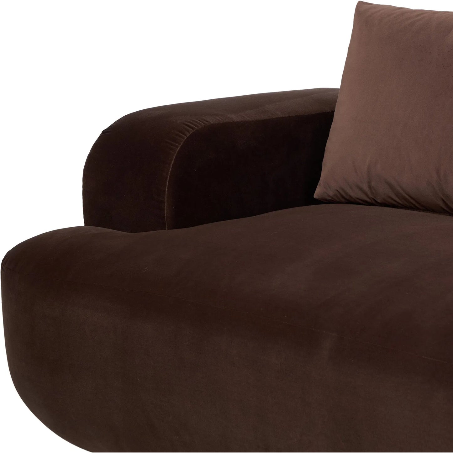 007 SI-2327542 | Closeup | Benito Sofa by Four Hands in surrey cocoa, distressed sienna. Made from 76.8% cotton, 23.2% polyester, solid rosa morada in a unique style.