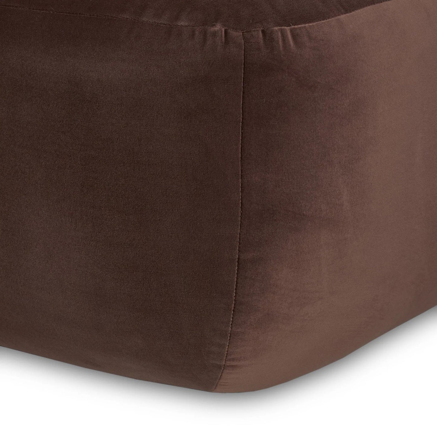 008 SI-2327542 | Closeup | Benito Sofa by Four Hands in surrey cocoa, distressed sienna. Made from 76.8% cotton, 23.2% polyester, solid rosa morada in a unique style.