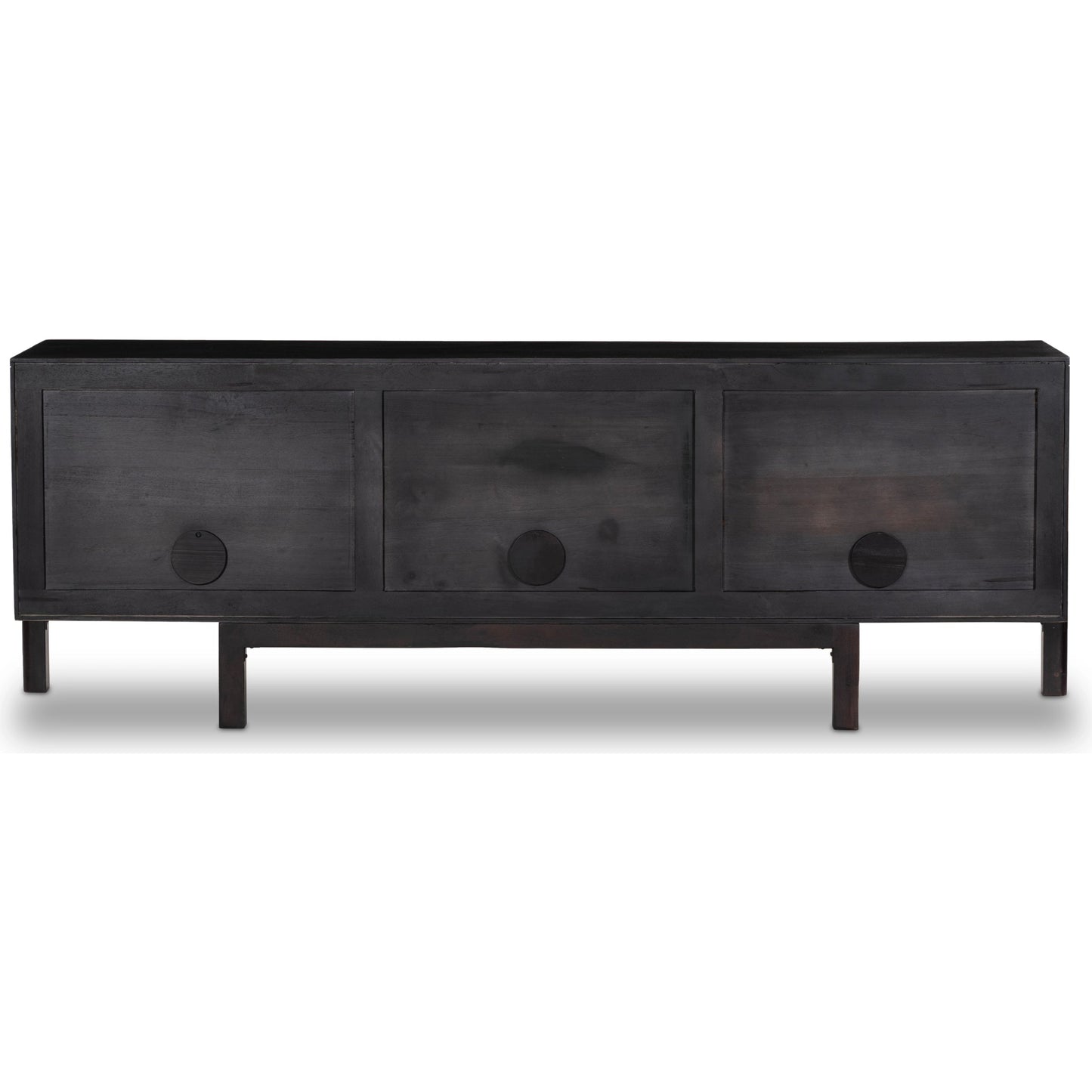 005 SI-2093512 | Additional Silo | Reza Media Console by Four Hands in worn black. Made from solid parawood, solid acacia, iron in a eclectic & global style.