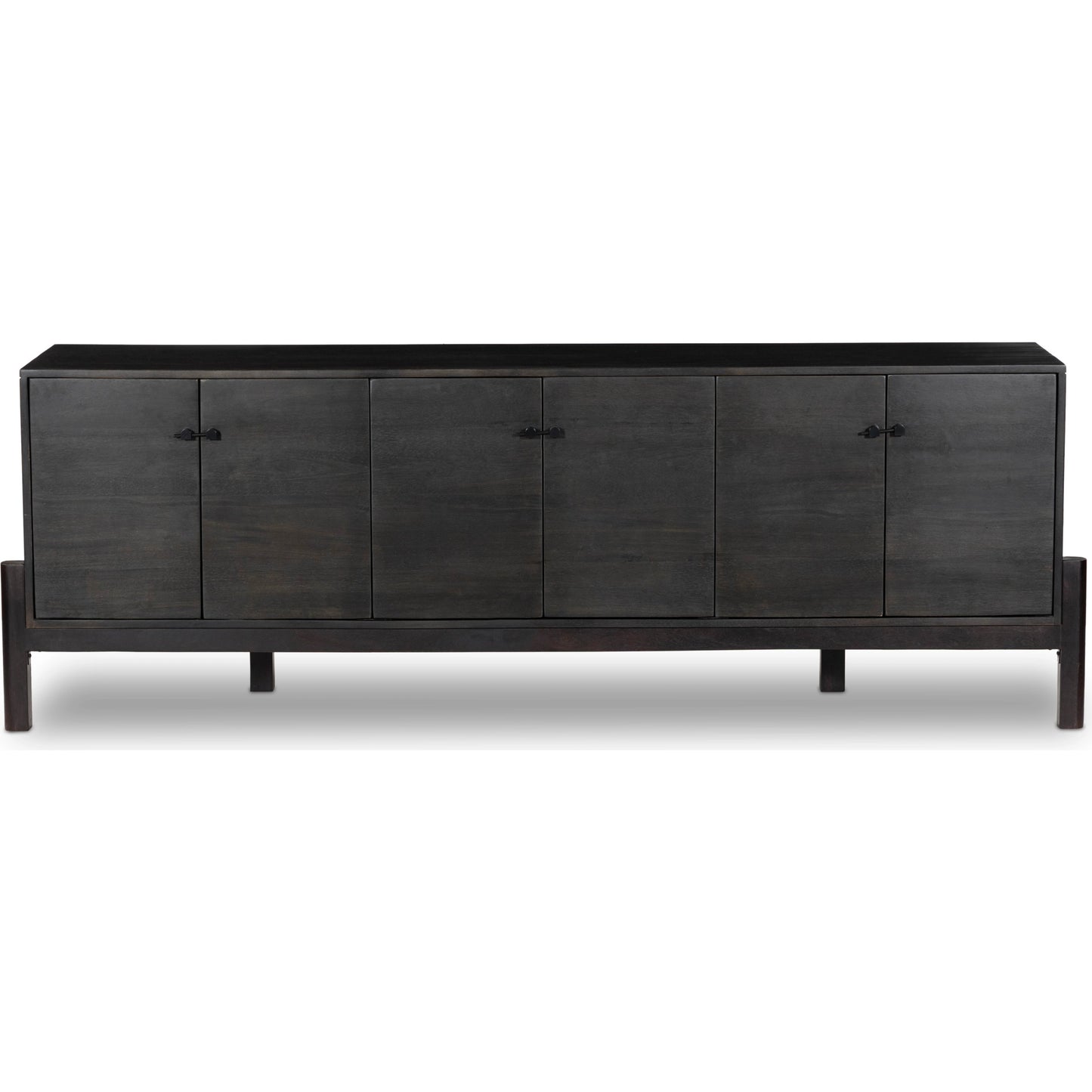 002 SI-2093512 | Additional Silo | Reza Media Console by Four Hands in worn black. Made from solid parawood, solid acacia, iron in a eclectic & global style.