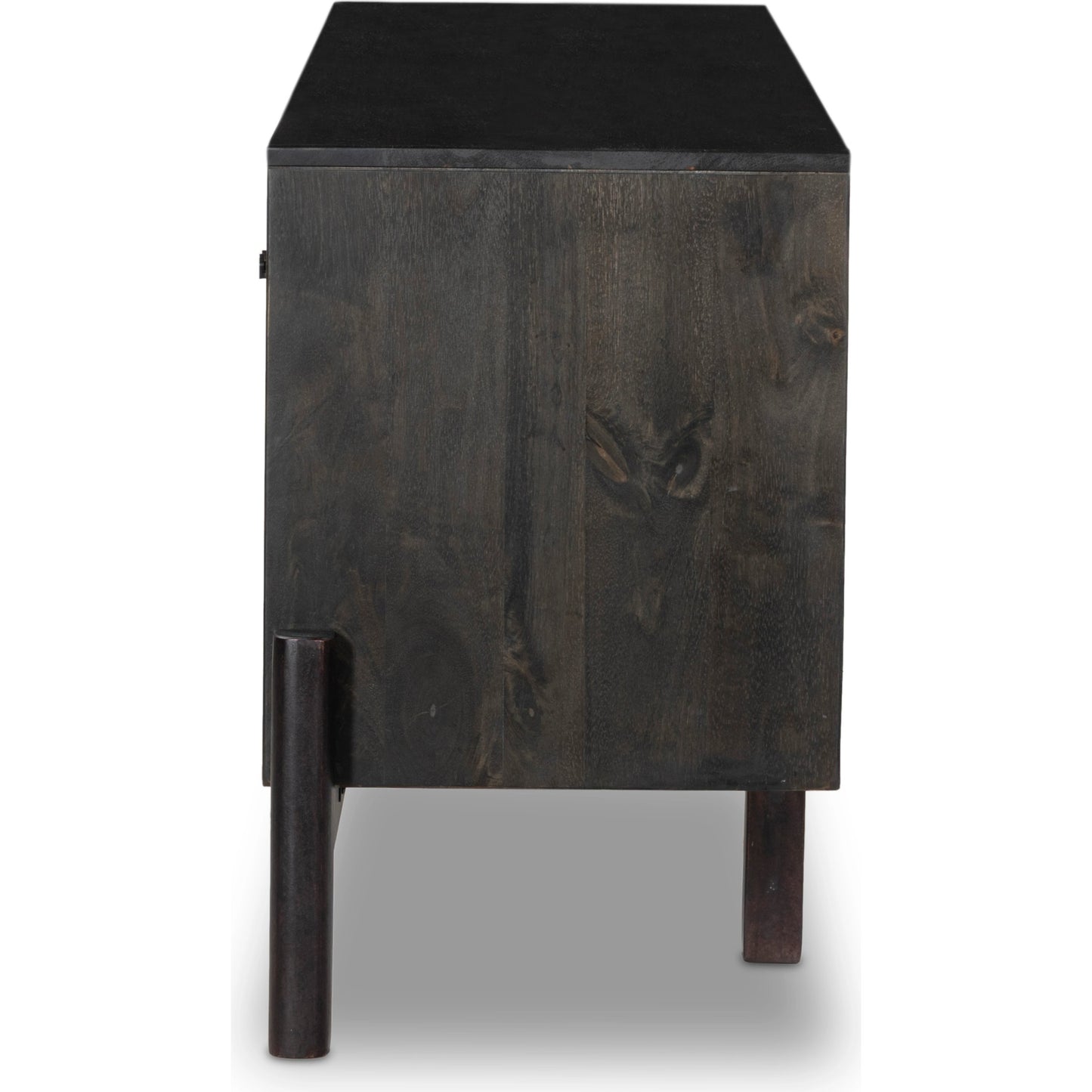 004 SI-2093512 | Additional Silo | Reza Media Console by Four Hands in worn black. Made from solid parawood, solid acacia, iron in a eclectic & global style.
