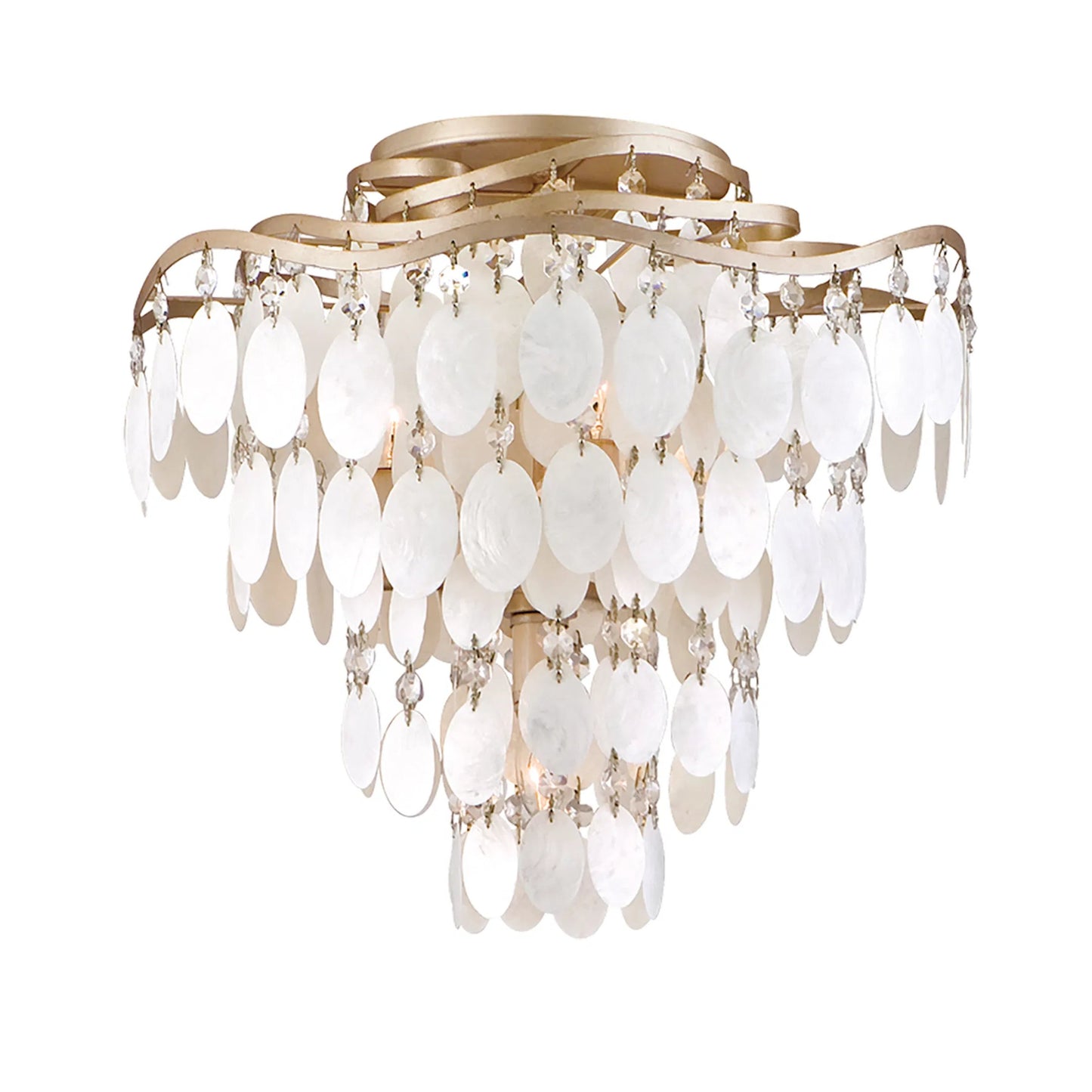 001 SI-2327895 | Additional Silo | Dolce Semi Flush by Corbett in champagne leaf. Made from hand crafted iron in a unique style.