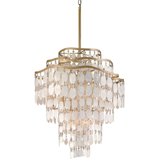 001 SI-2072719 | Primary Silo | Dolce 12 Light Pendant by Corbett in champagne leaf. Made from hand crafted iron in a modern style.