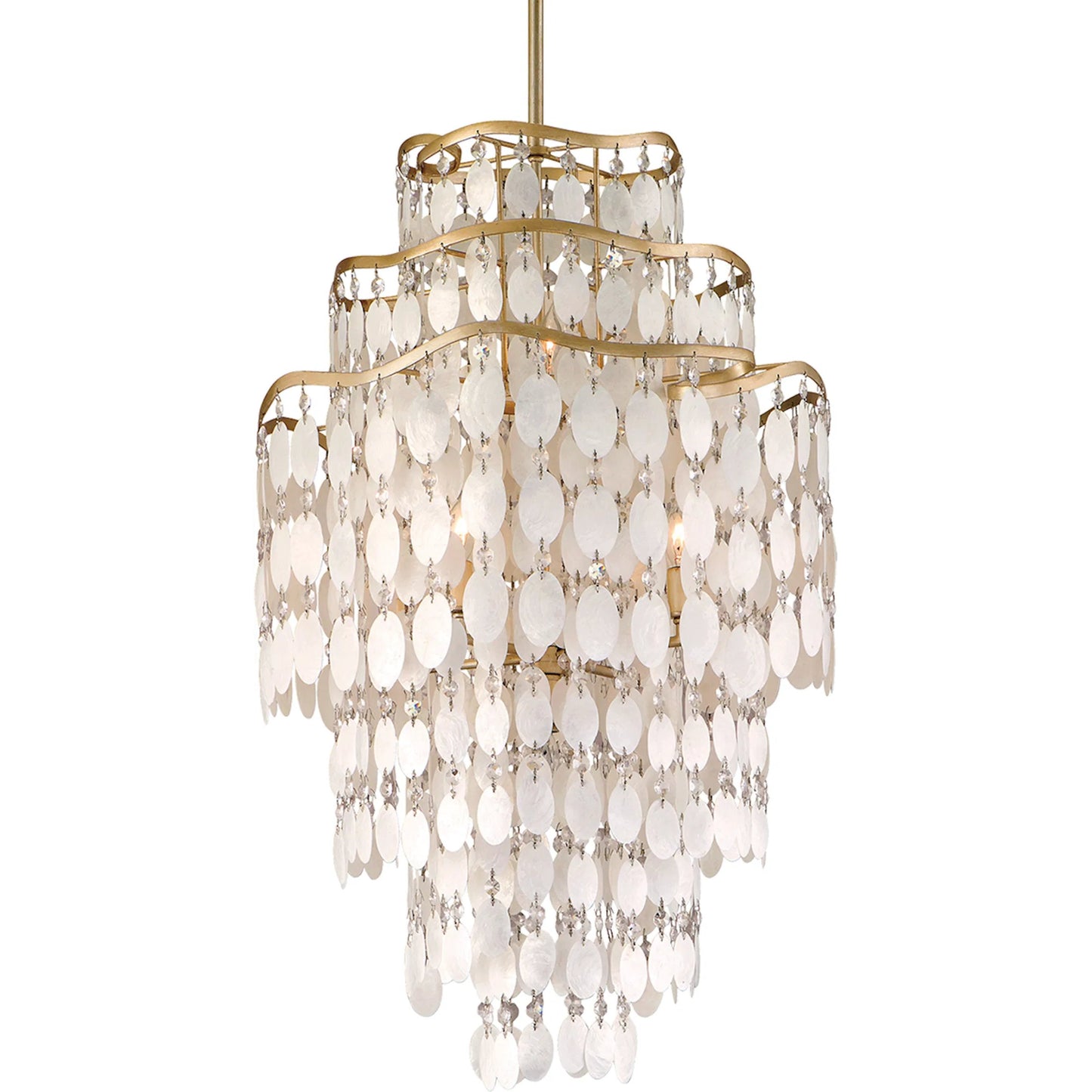001 SI-2327892 | Primary Silo | Dolce 7-Light Chandelier by Corbett in champagne leaf. Made from hand crafted iron in a modern style.
