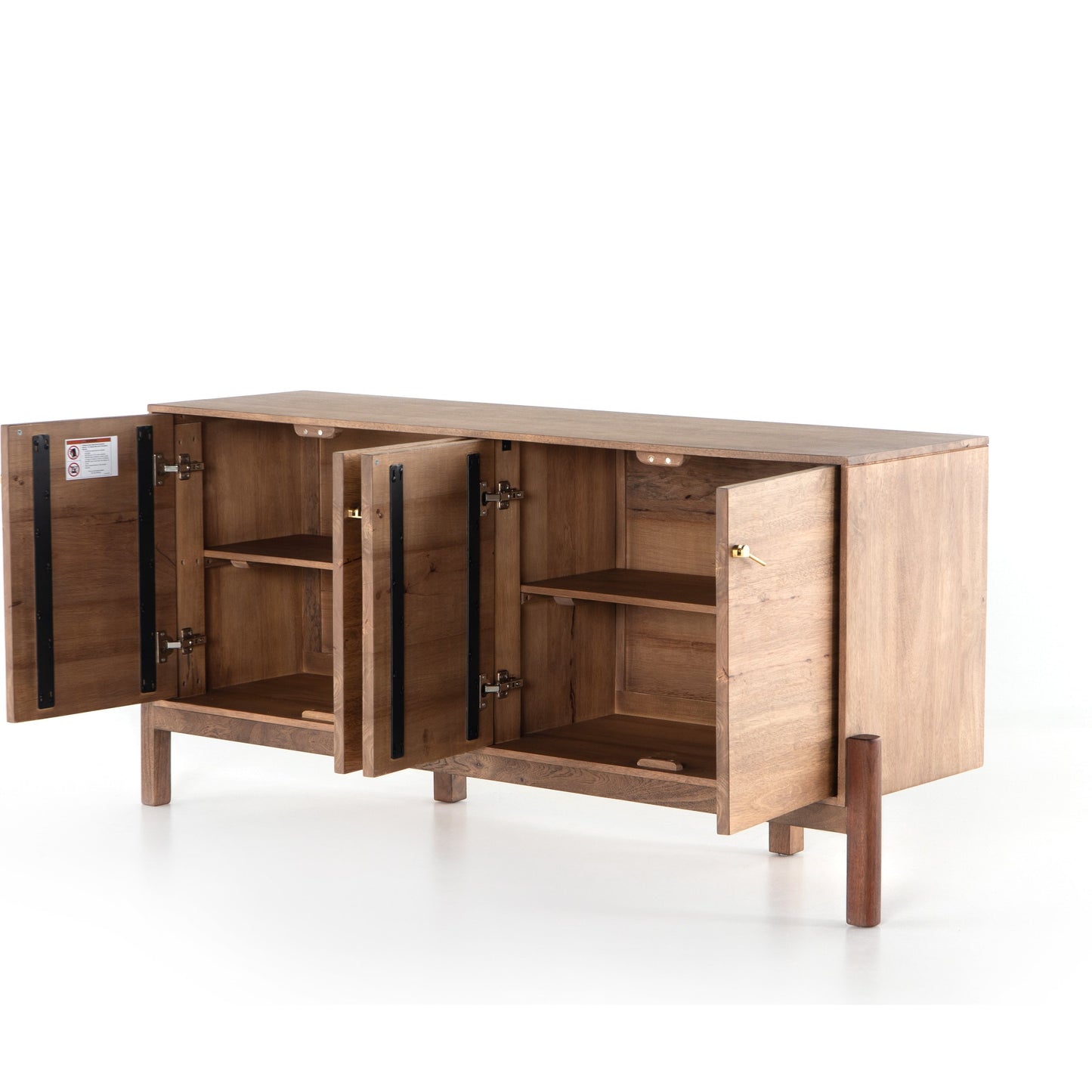 004 SI-1716499 | Additional Silo | Reza Sideboard by Four Hands in smoked honey. Made from solid parawood, solid acacia, brass in a eclectic & global style.