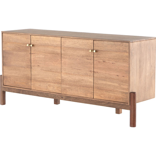Reza Sideboard by Four Hands in smoked honey. Made from solid parawood, solid acacia, brass in a eclectic & global style.