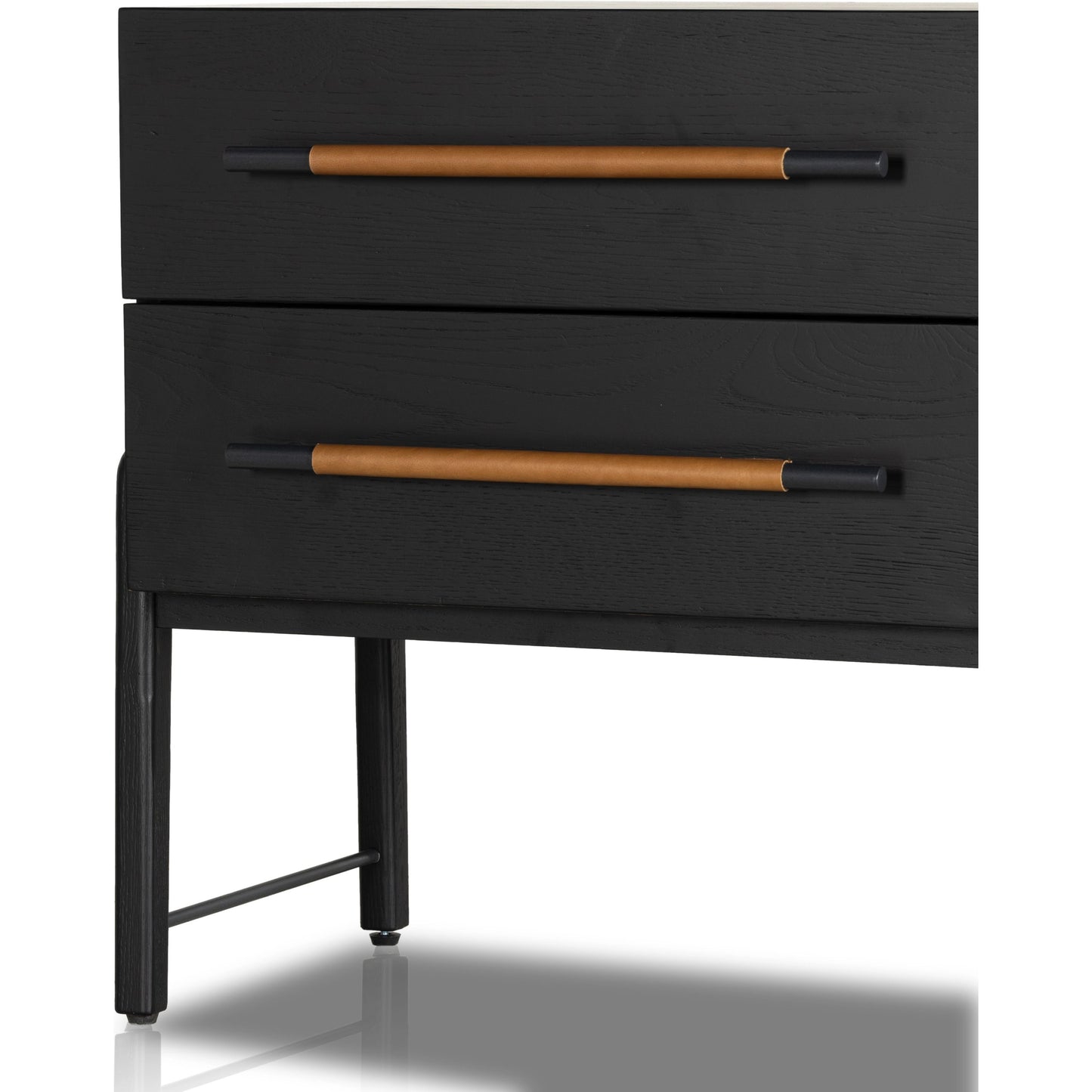 010 SI-1977751 | Additional Silo | Rosedale Nightstand by Four Hands. Made from oak veneer, top grain leather in a modern style.