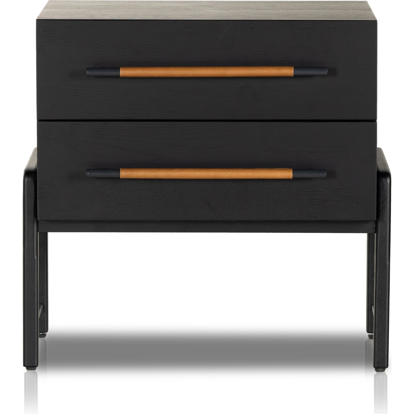 003 SI-1977751 | Additional Silo | Rosedale Nightstand by Four Hands. Made from oak veneer, top grain leather in a modern style.