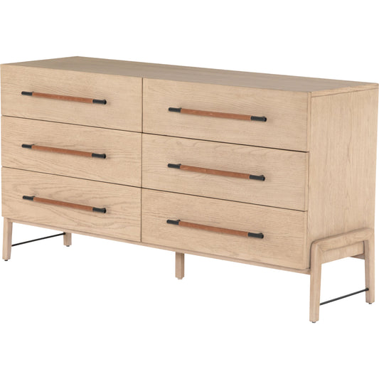 000 SI-1716552 | Primary Silo | Rosedale 6 Drawer Dresser by Four Hands. Made from oak veneer, top grain leather in a modern style.