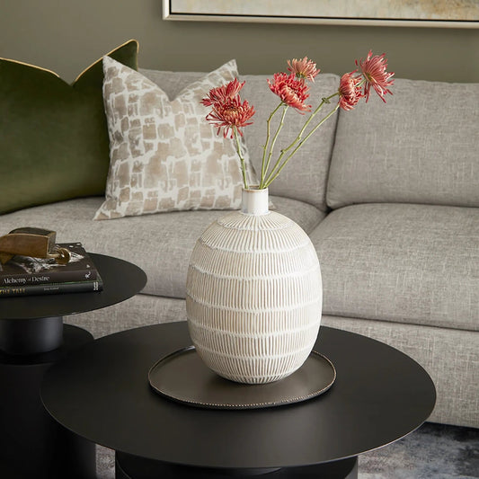 Saxon Vase by Cyan Design in oyster blue. Made from ceramic in a cottage & farmhouse style.