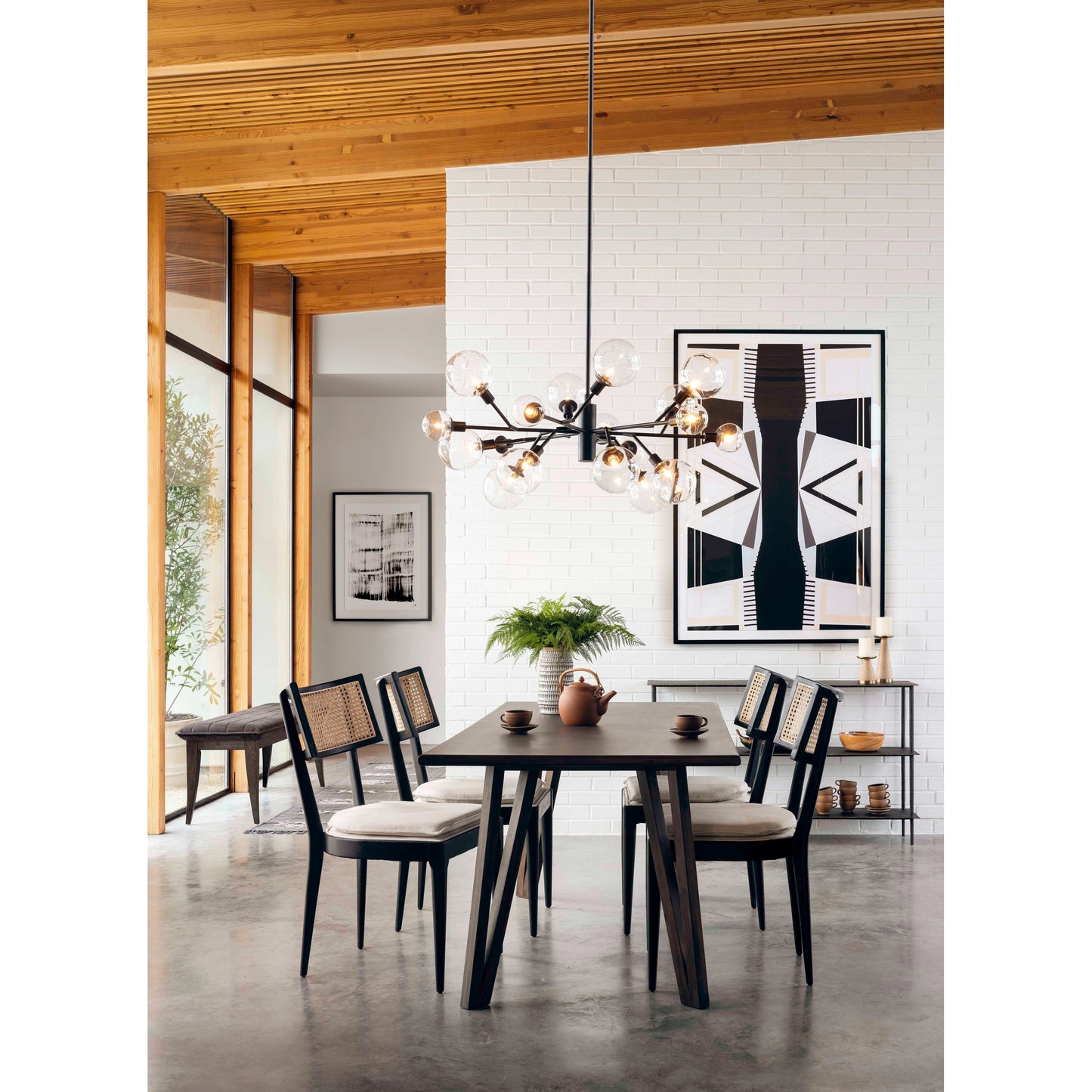 014 SI-2001032 | Lifestyle | Britt Dining Chair by Four Hands in natural cane, savile flax, brushed ebony. Made from 92% polyester, 8% flax, linen, solid nettlewood, cane in a modern style.