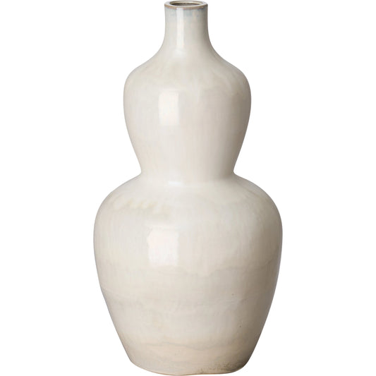 Gourd Vase by Emissary USA in moon white and glossy glaze. Made from ceramic in a modern style.