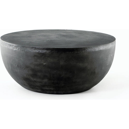 Basil Outdoor Round Coffee Table by Four Hands. Made from aluminum in a modern style.