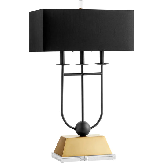 Euri Table Lamp by Cyan Design in black, gold. Made from iron with black satin shade, gold liner in a traditional style.