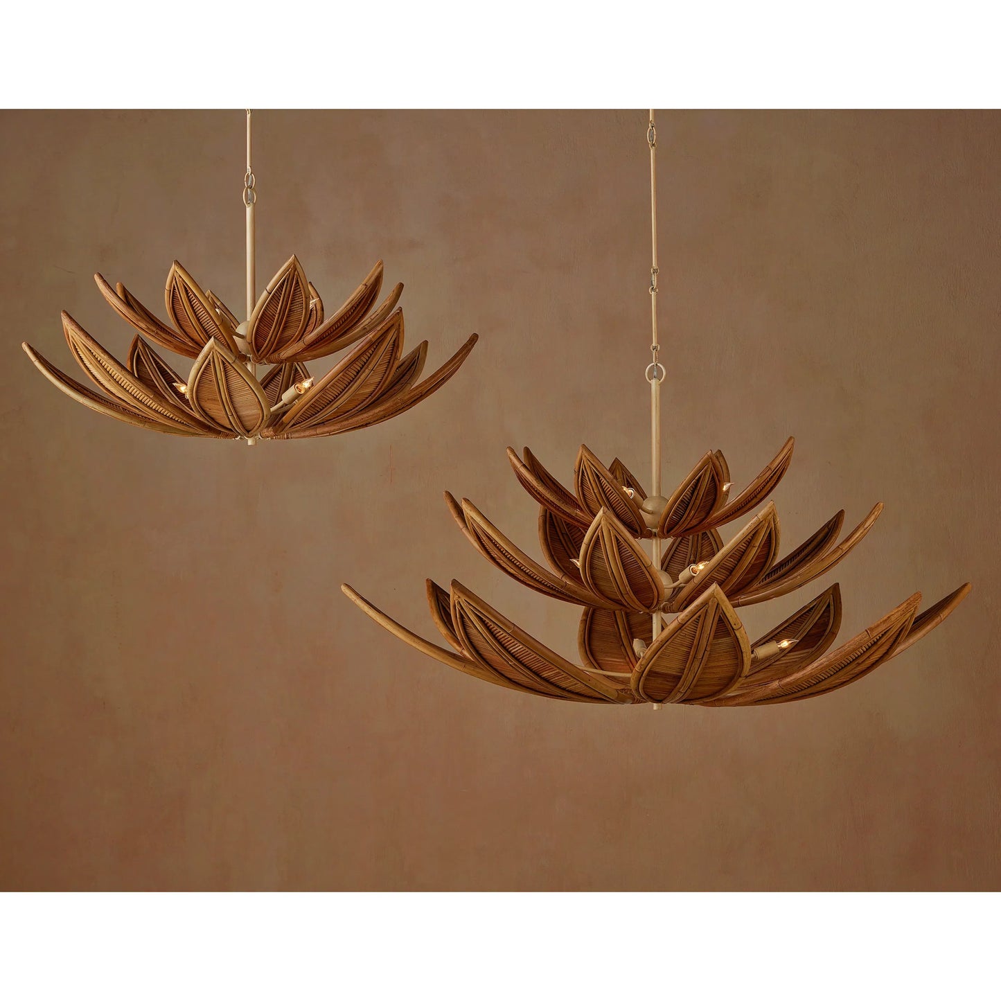 007 SI-2387008 | Lifestyle | Cubana Three-Tier Chandelier by Currey and Company in natural, coco cream. Made from rattan, wrought iron in a rustic style.