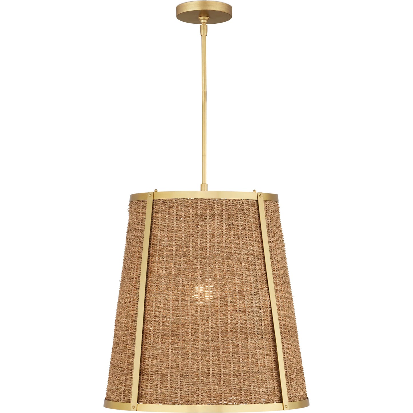 012 SI-2133902 | Additional Silo | Deauville Pendant by Currey and Company in natural, polished brass. Made from seagrass, metal in a cottage & farmhouse style.