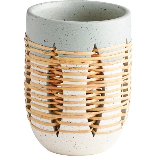 001 SI-1987011 | Primary Silo | Cresent Vase by Cyan Design in grey, ivory. Made from ceramic, rattan in a cottage & farmhouse style.