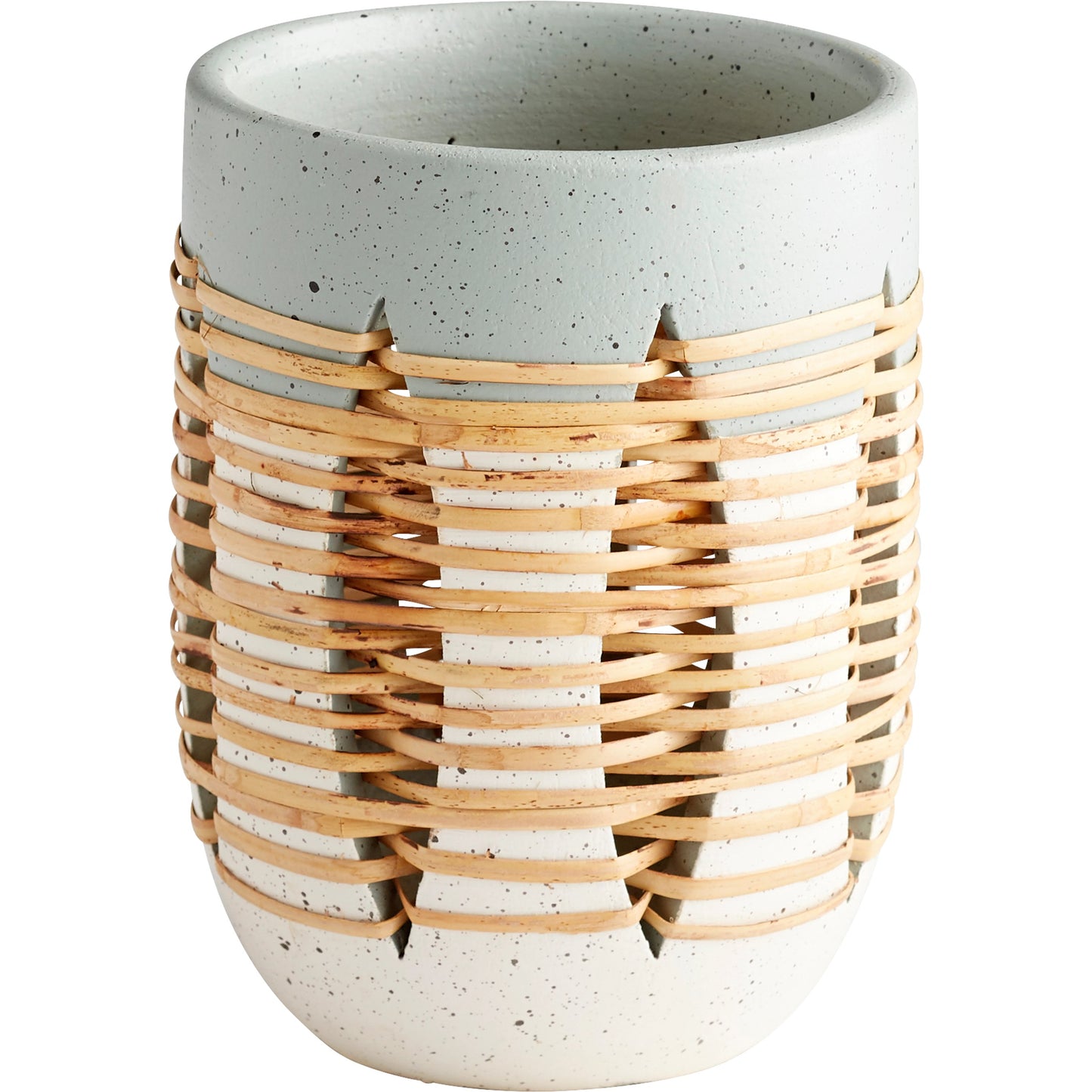 001 SI-1987011 | Primary Silo | Cresent Vase by Cyan Design in grey, ivory. Made from ceramic, rattan in a cottage & farmhouse style.